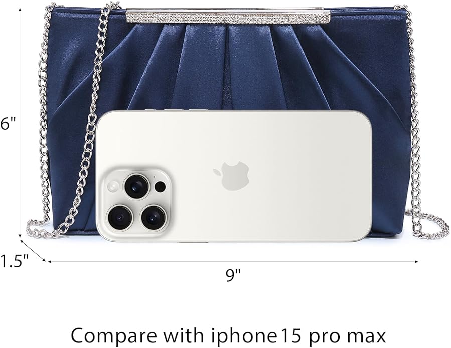 Dasein Elegant Pleated Evening Clutch Bags for Wedding Party Prom with Sparkly Rhinestones