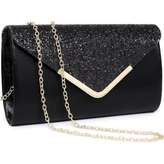 Dasein Women Evening Bags Formal Clutch Purses for Wedding Party Prom Handbags with Shoulder Strap and Glitter Flap