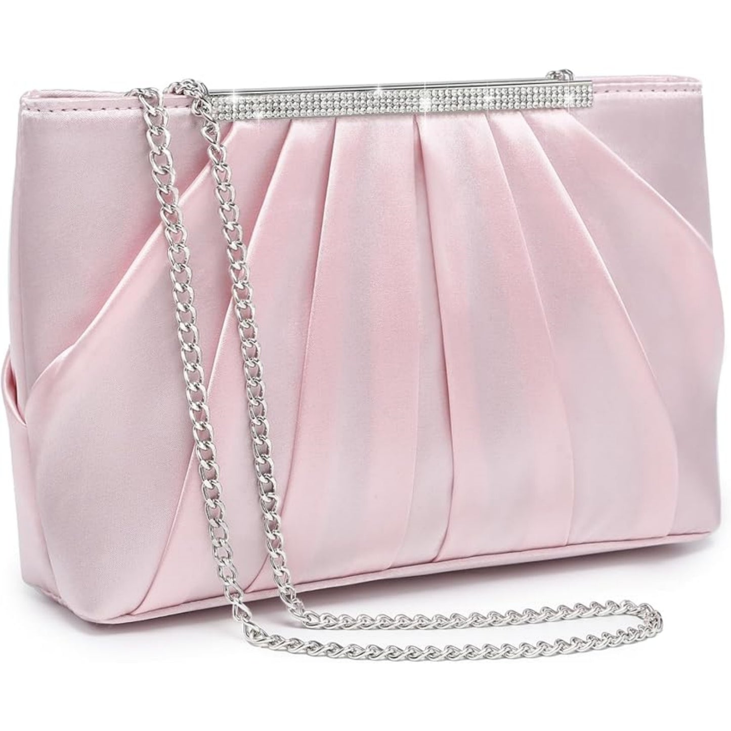 Dasein Elegant Pleated Evening Clutch Bags for Wedding Party Prom with Sparkly Rhinestones