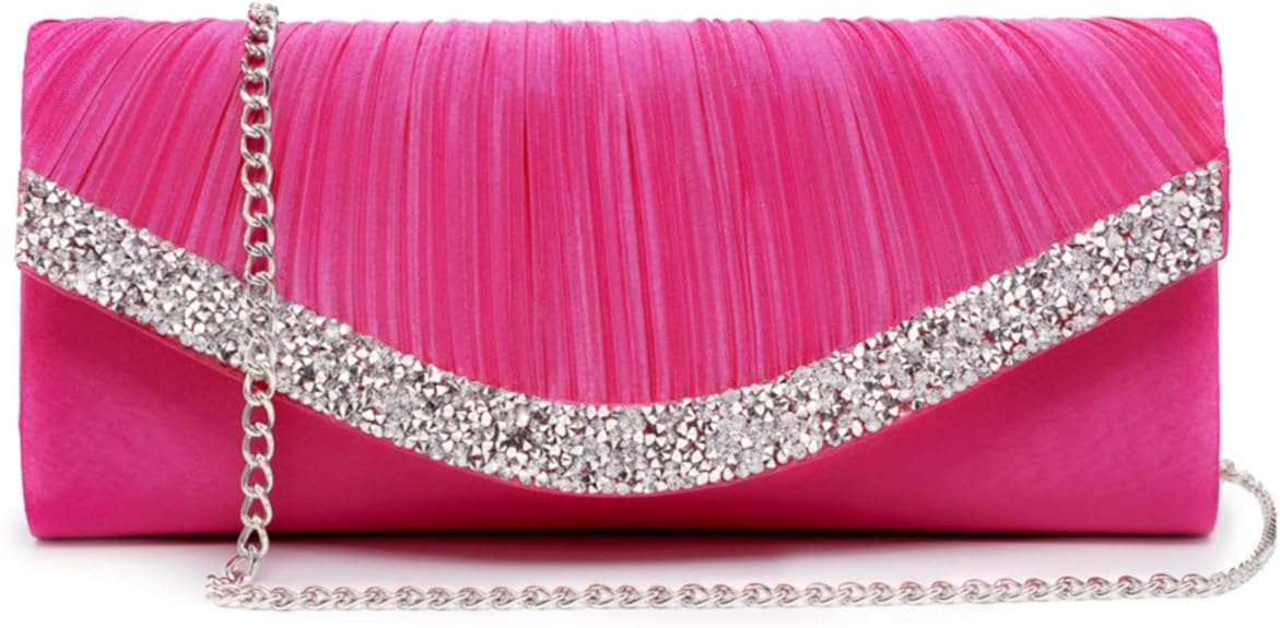 Women Satin Rhinestone for Wedding Party Formal Dressy with Shoulder Chain l Dasein