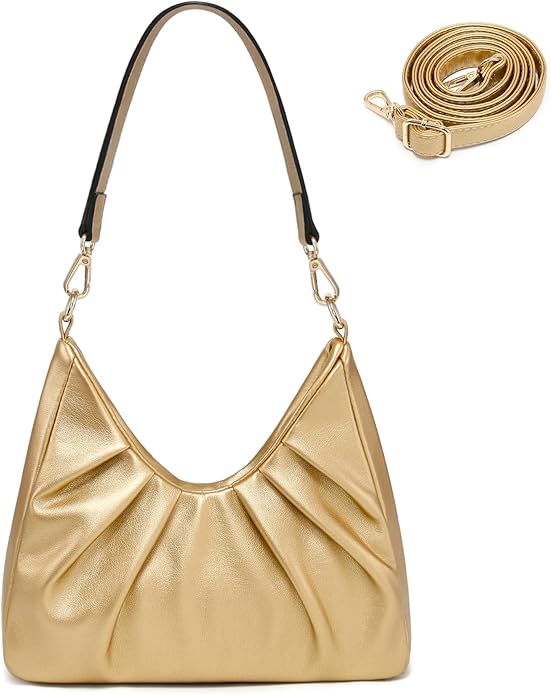 Dasein Ruched Hobo Handbag for Women Retro Shoulder Purse Crossbody Bag with 2 Removable Straps