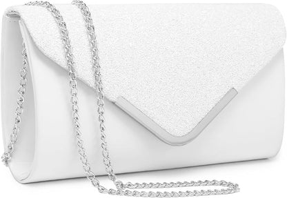 Dasein Women Evening Bags Formal Clutch Purses for Wedding Party Prom Handbags with Shoulder Strap and Glitter Flap