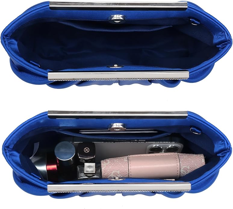 Dasein Elegant Pleated Evening Clutch Bags for Wedding Party Prom with Sparkly Rhinestones