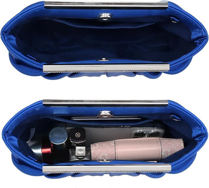 Dasein Elegant Pleated Evening Clutch Bags for Wedding Party Prom with Sparkly Rhinestones