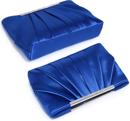Dasein Elegant Pleated Evening Clutch Bags for Wedding Party Prom with Sparkly Rhinestones