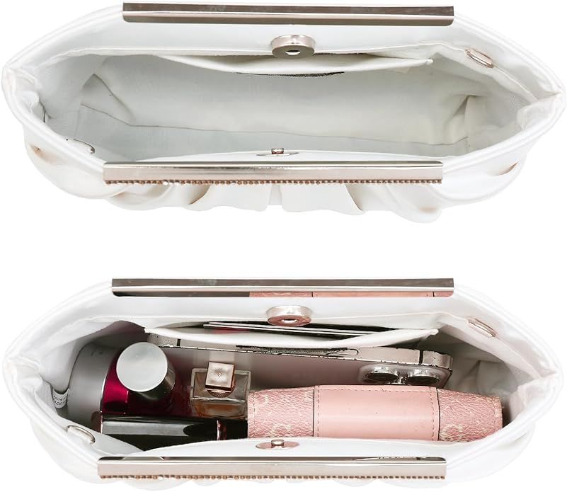 Dasein Elegant Pleated Evening Clutch Bags for Wedding Party Prom with Sparkly Rhinestones