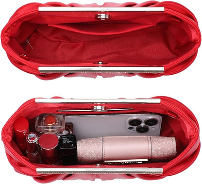 Dasein Elegant Pleated Evening Clutch Bags for Wedding Party Prom with Sparkly Rhinestones