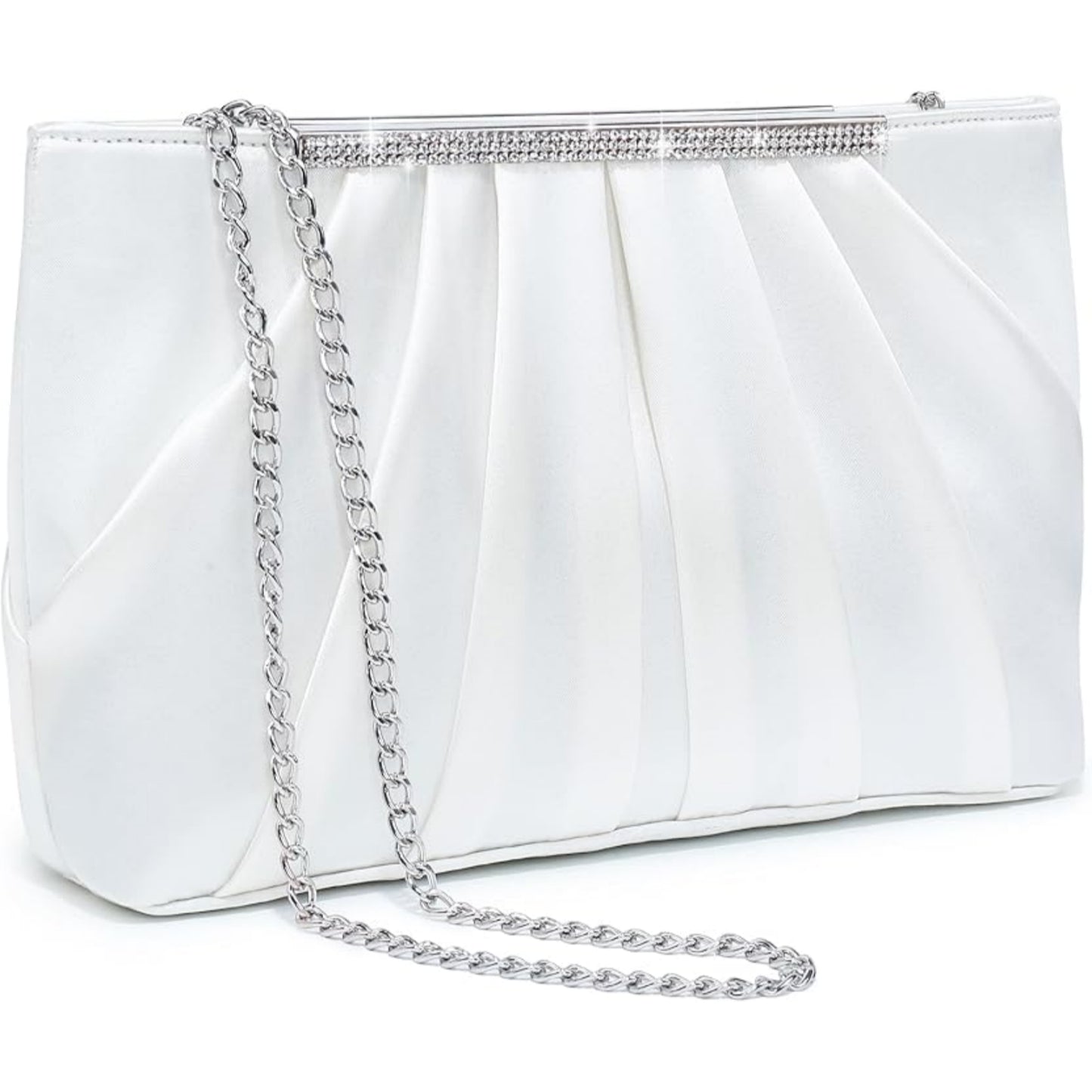 Dasein Elegant Pleated Evening Clutch Bags for Wedding Party Prom with Sparkly Rhinestones