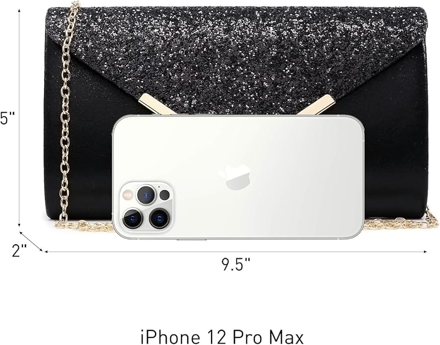 Dasein Women Evening Bags Formal Clutch Purses for Wedding Party Prom Handbags with Shoulder Strap and Glitter Flap