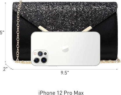 Dasein Women Evening Bags Formal Clutch Purses for Wedding Party Prom Handbags with Shoulder Strap and Glitter Flap