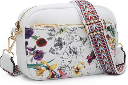 Quilted Crossbody Bags Vegan Leather Purses Small Shoulder Handbags with Wide Strap Crossbody Purse for Women