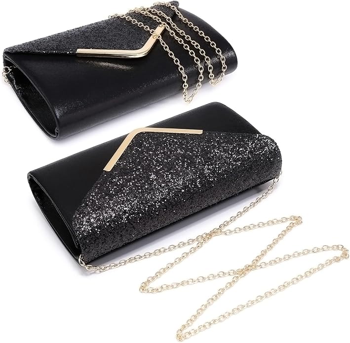 Dasein Women Evening Bags Formal Clutch Purses for Wedding Party Prom Handbags with Shoulder Strap and Glitter Flap