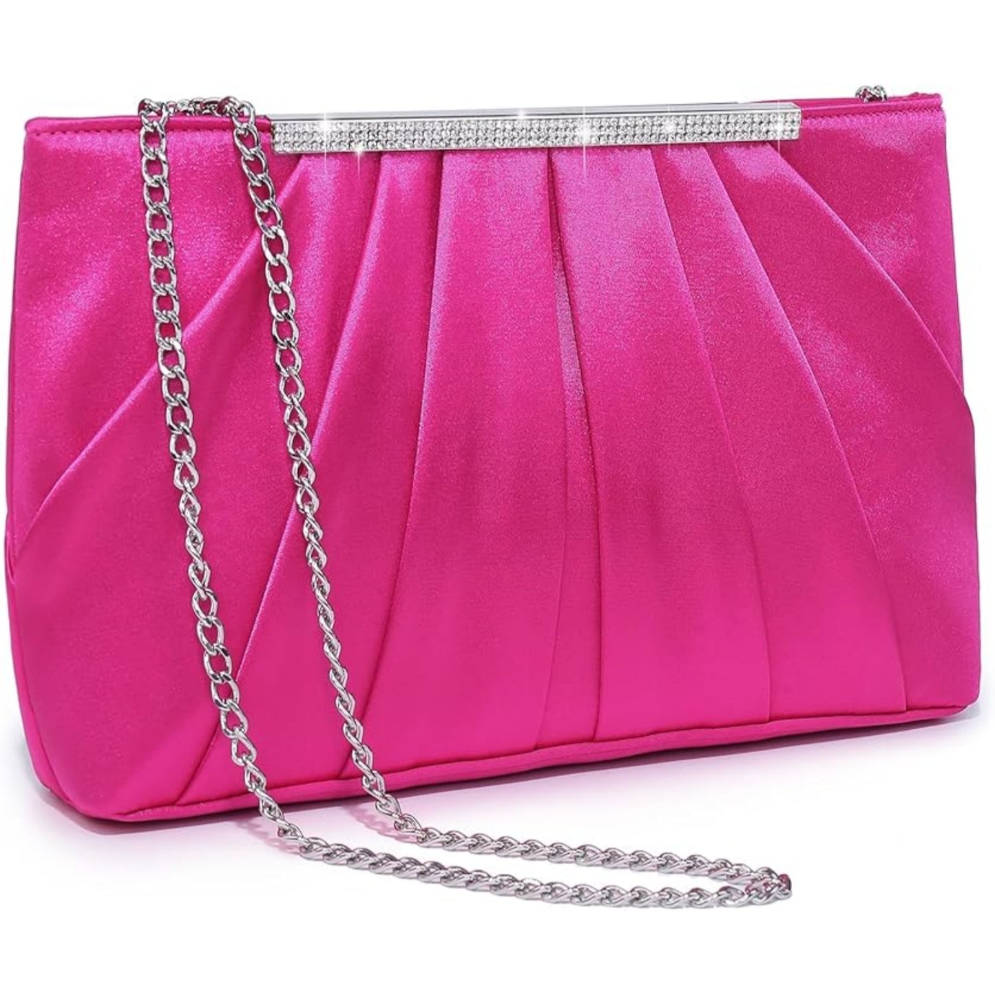 Dasein Elegant Pleated Evening Clutch Bags for Wedding Party Prom with Sparkly Rhinestones
