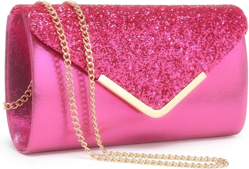 Dasein Women Evening Bags Formal Clutch Purses for Wedding Party Prom Handbags with Shoulder Strap and Glitter Flap