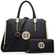 Dasein Women Large Handbag Purse Vegan Leather Satchel Work Bag Shoulder Tote with Matching Wallet