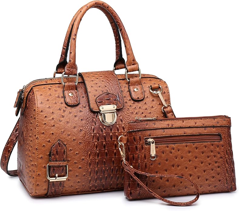 Dasein Women Barrel Handbags Fashion Satchel Bags Top Handle Shoulder Purses Vegan Leather Work Tote