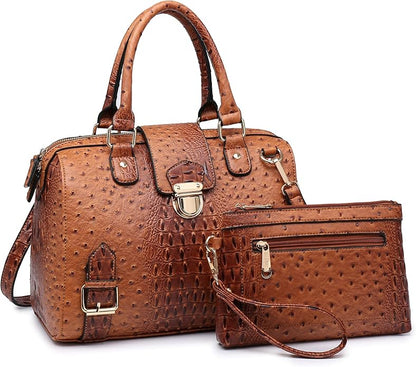 Dasein Women Barrel Handbags Fashion Satchel Bags Top Handle Shoulder Purses Vegan Leather Work Tote