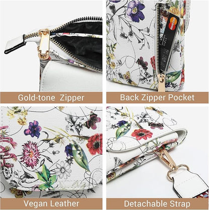 Vegan Leather Small Crossbody Bags for Women, 3 Compartment Cell Phone Wallet Purses with Adjustable Guitar Strap