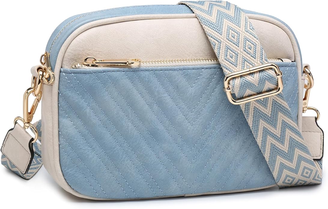 Quilted Crossbody Bags Vegan Leather Purses Small Shoulder Handbags with Wide Strap Crossbody Purse for Women