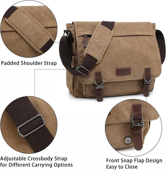 Dasein Vintage Unisex Large Canvas Messenger Bag/Cross body