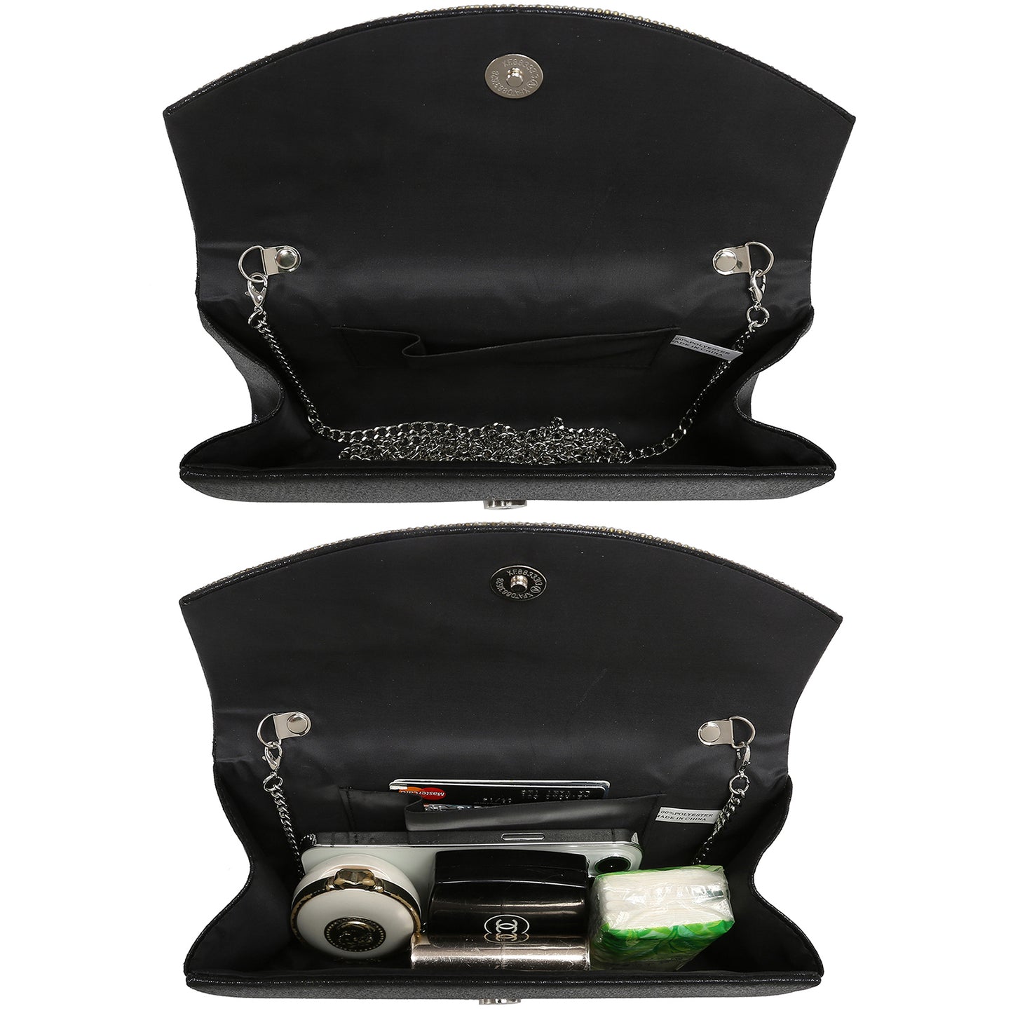 PU Leather Rhinestone Evening Bags Formal Wedding Party Purse Dasein