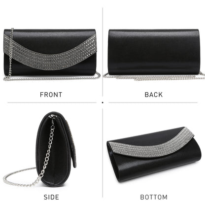 PU Leather Rhinestone Evening Bags Formal Wedding Party Purse Dasein