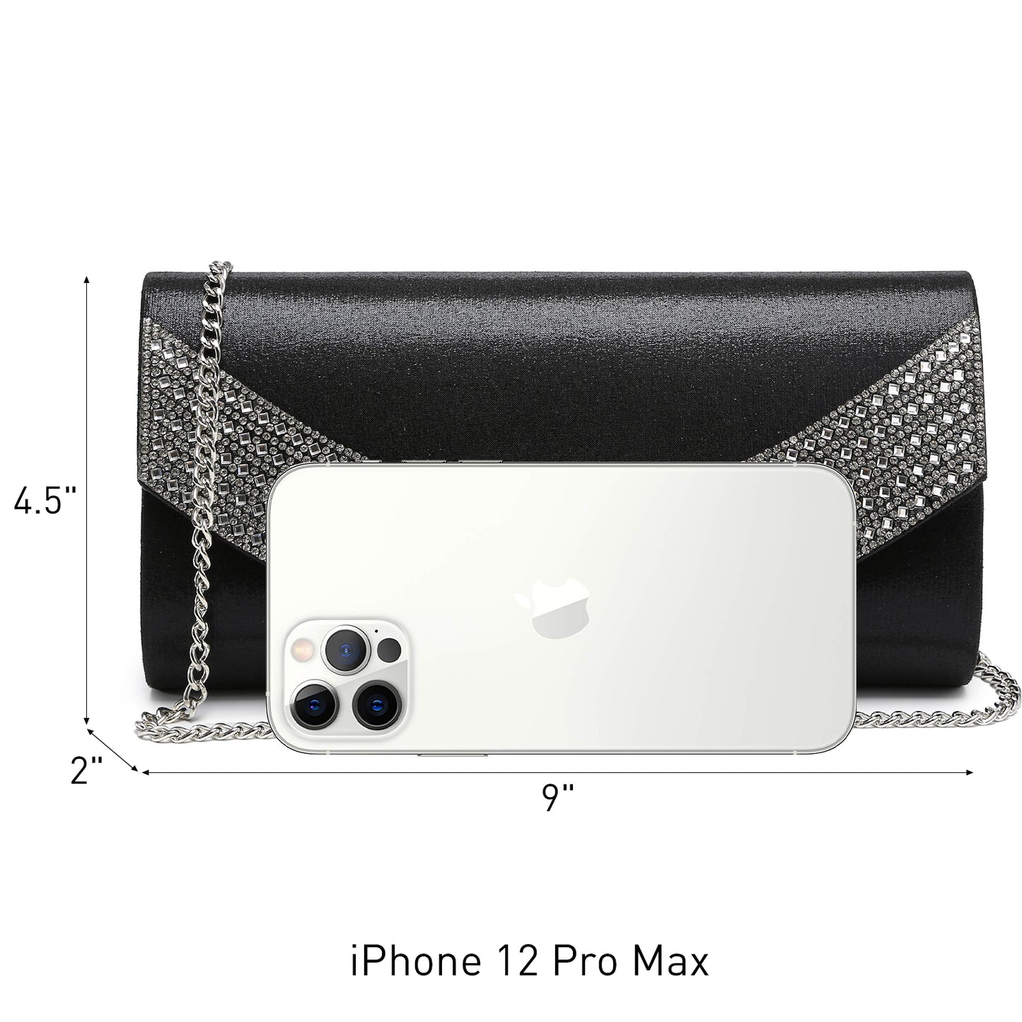 PU Leather Rhinestone Evening Bags Formal Wedding Party Purse Dasein