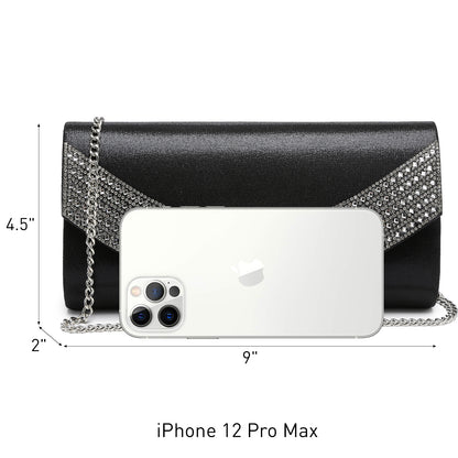 PU Leather Rhinestone Evening Bags Formal Wedding Party Purse Dasein