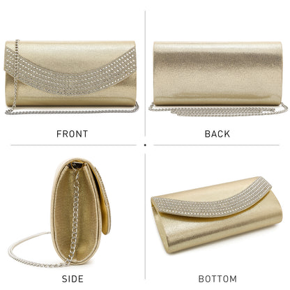 PU Leather Rhinestone Evening Bags Formal Wedding Party Purse Dasein