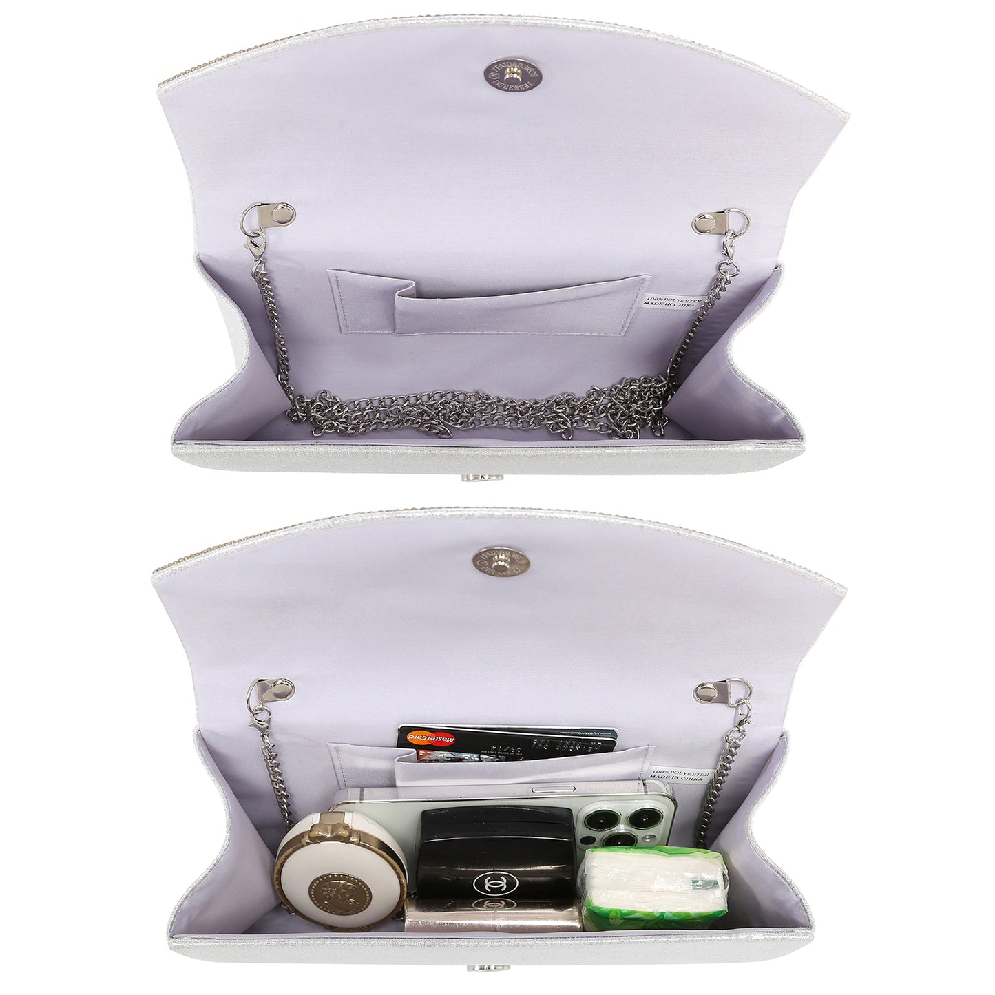 PU Leather Rhinestone Evening Bags Formal Wedding Party Purse Dasein