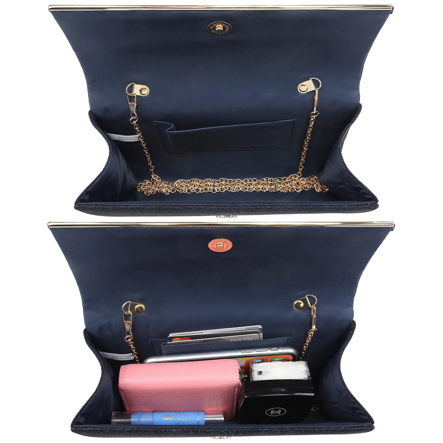 Glitter Gold Trim Evening Clutch