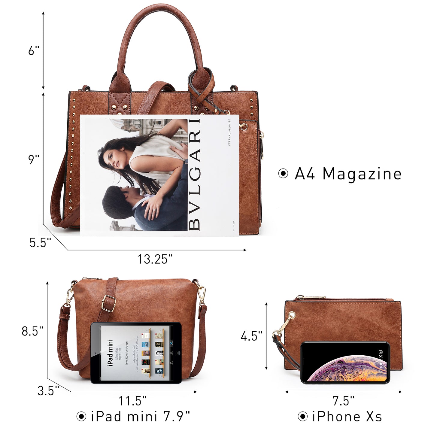 Dasein Purses Handbags for Women Tote Wallet Set Top Handle Satchel Shoulder Hobo Bag 3pcs