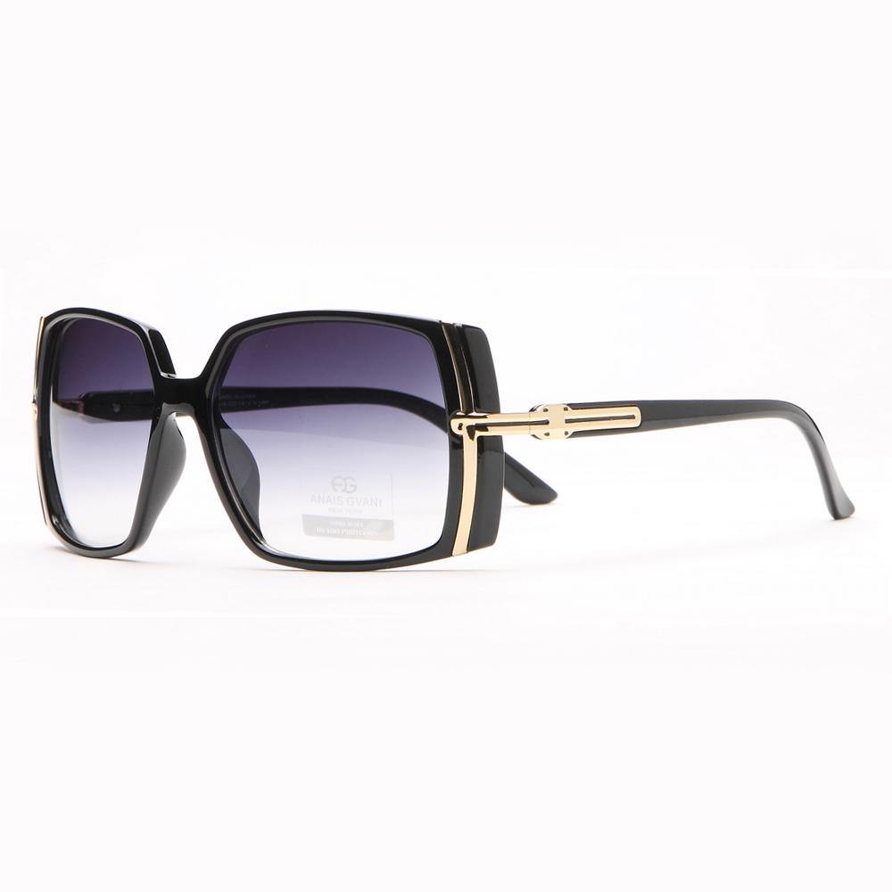 Classic Square Frame Sunglasses w/ Gold Lined Accent