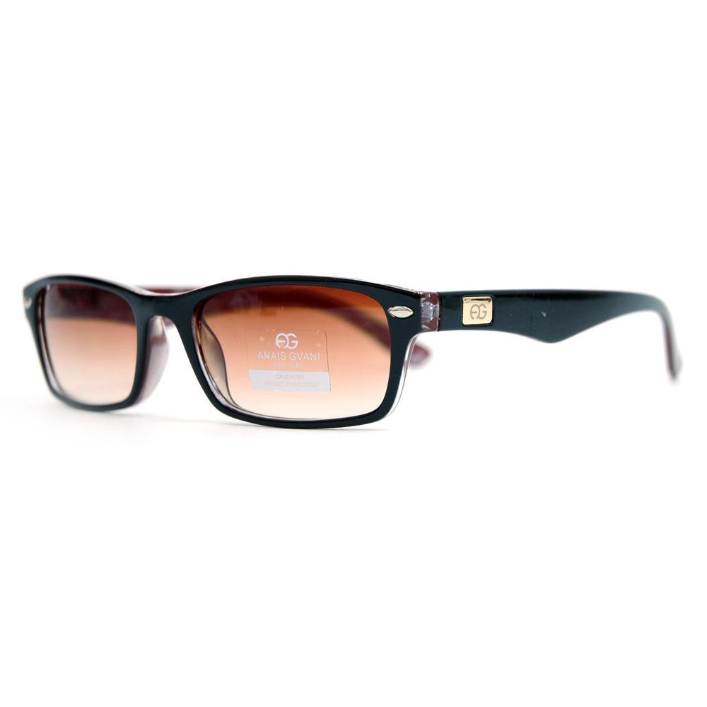 Rectangular Frame Sunglasses w/ Gold Logo Accent
