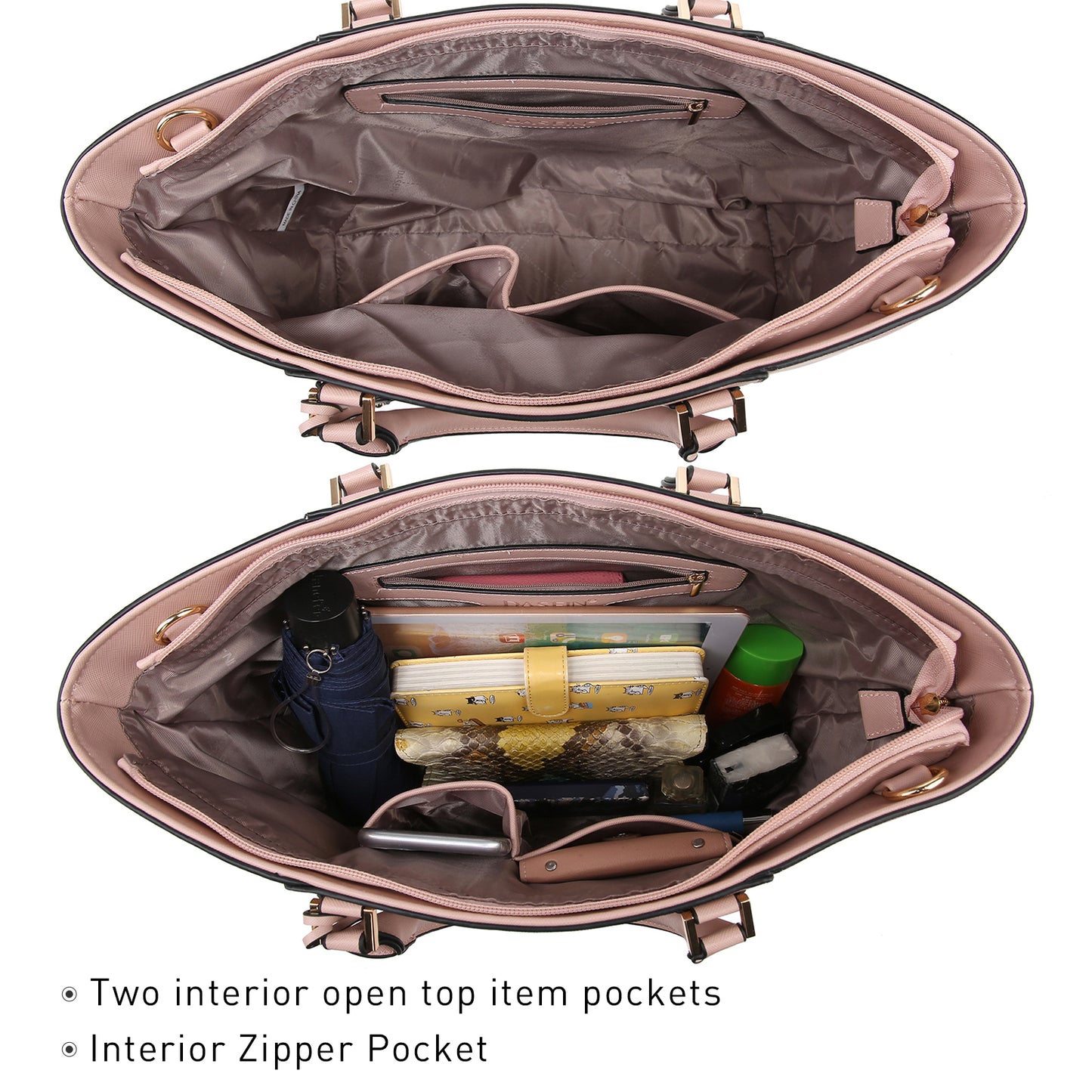 Fashion Stitching Color Large Tote Bag with Matching Wallet Dasein