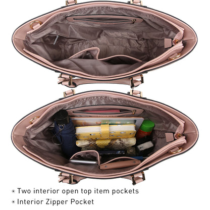 Fashion Stitching Color Large Tote Bag with Matching Wallet Dasein