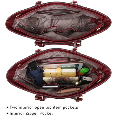 Fashion Stitching Color Large Tote Bag with Matching Wallet Dasein