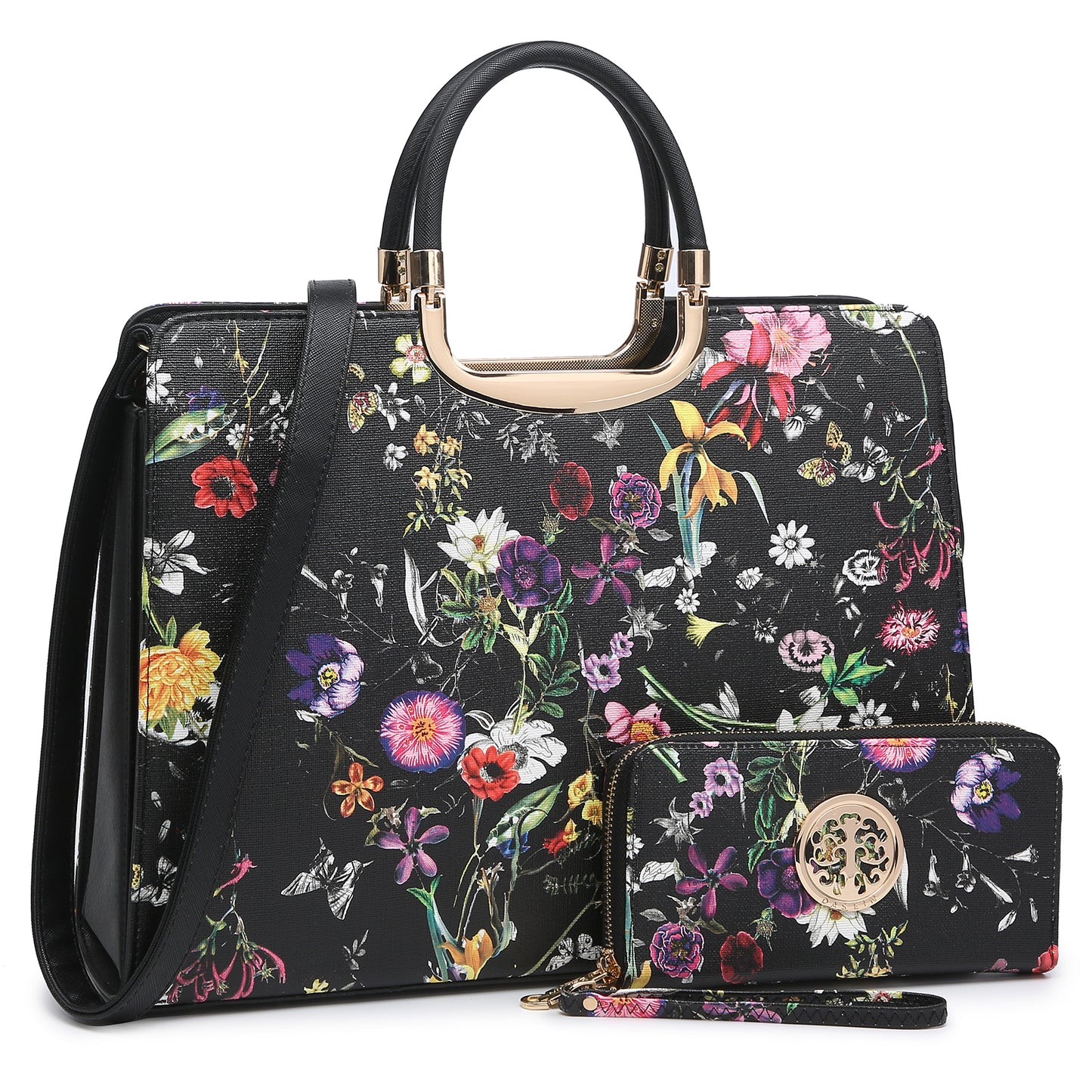 Fashion Pattern Embossed Handbag with Matching Wallet