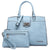 Solid-Color Satchel Handbag with Matching Wallet