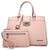 Solid-Color Satchel Handbag with Matching Wallet