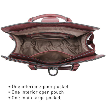 Solid-Color Satchel Handbag with Matching Wallet