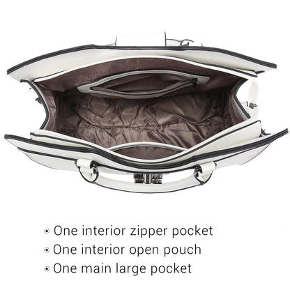 Solid-Color Satchel Handbag with Matching Wallet