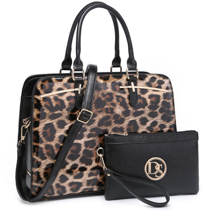 Two-Tone Vegan Leather Textured Handbag with Matching Wallet l Dasein