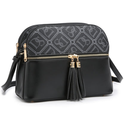 Two-Tone Tassel Crossbody Bag