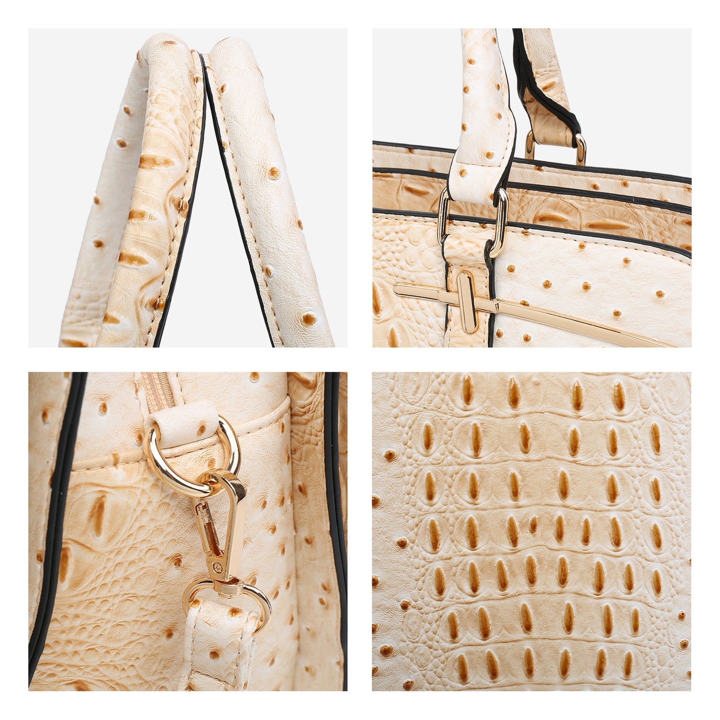 Fashion Embossed Pattern Two Tone Handbag with Matching Wallet l Dasein