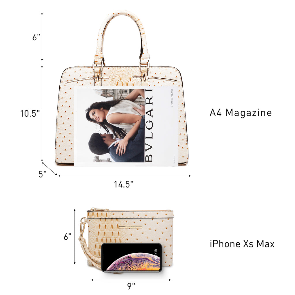 Fashion Embossed Pattern Two Tone Handbag with Matching Wallet l Dasein