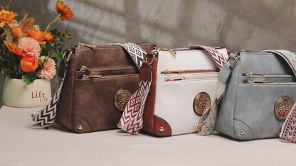 Dasein Crossbody Purses for Women Trendy Multi Pockets Shoulder Bag Medium Handbags with Guitar Strap