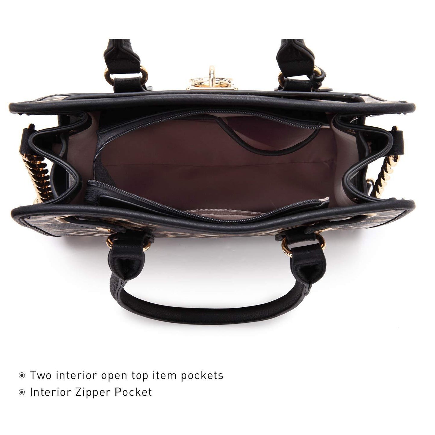 Two-Tone Handbag with Matching Wallet - Dasein Bags