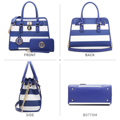 Two-Tone Handbag with Matching Wallet - Dasein Bags