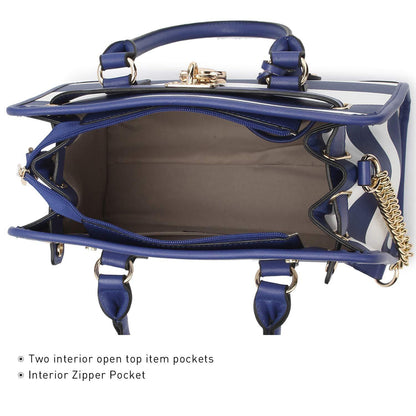 Two-Tone Handbag with Matching Wallet - Dasein Bags